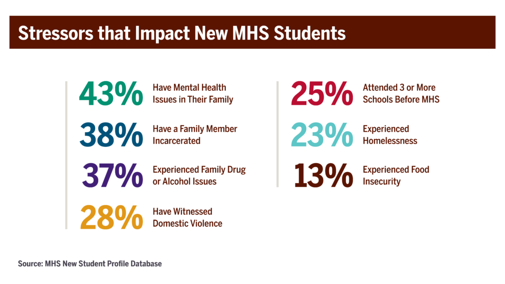 Stressors that impact new students at MHS infographic