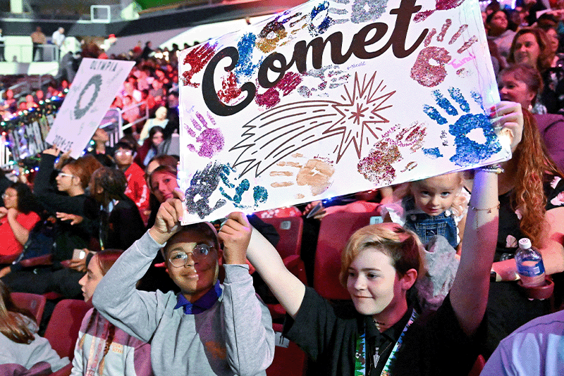 Milton Hershey School student home Comet at the 2024 Opening of School Assembly in the crowd